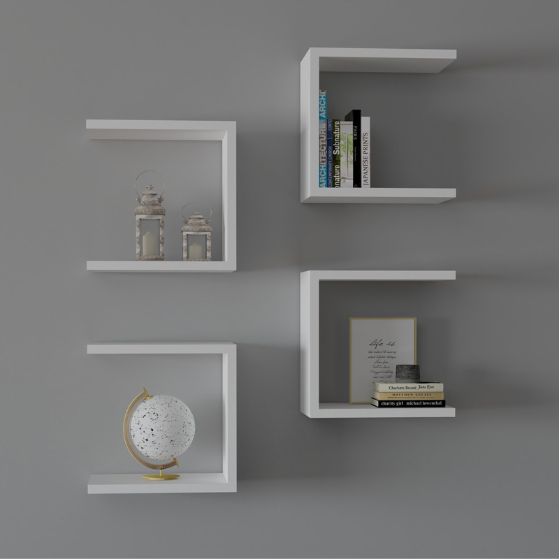 Ραφιέρα τοίχου Perari pakoworld 4τεμ.σε λευκή  απόχρωση 30x19.6x30εκ