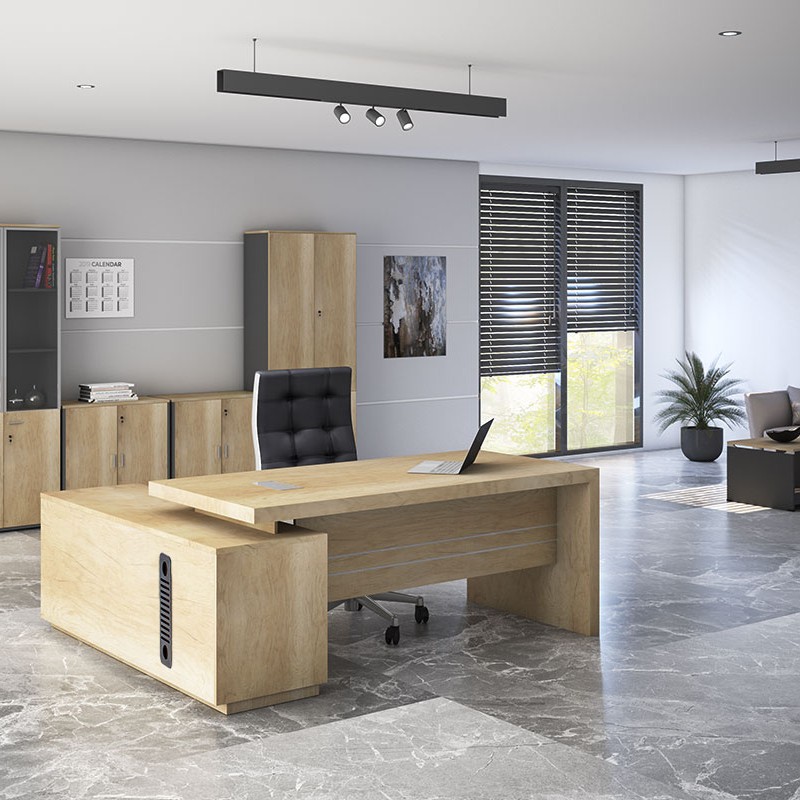 Γραφείο εργασίας αναστρέψιμο επαγγελματικό Amazon pakoworld σε φυσική απόχρωση 200x170x75εκ