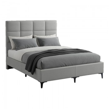 Κρεβάτι Melei pakoworld ύφασμα σε γκρι απόχρωση 160x200εκ