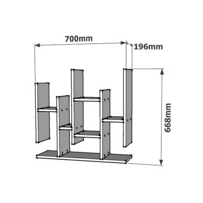 Ραφιέρα τοίχου Bemba pakoworld σε καρυδί απόχρωση 70x19,6x68,8εκ