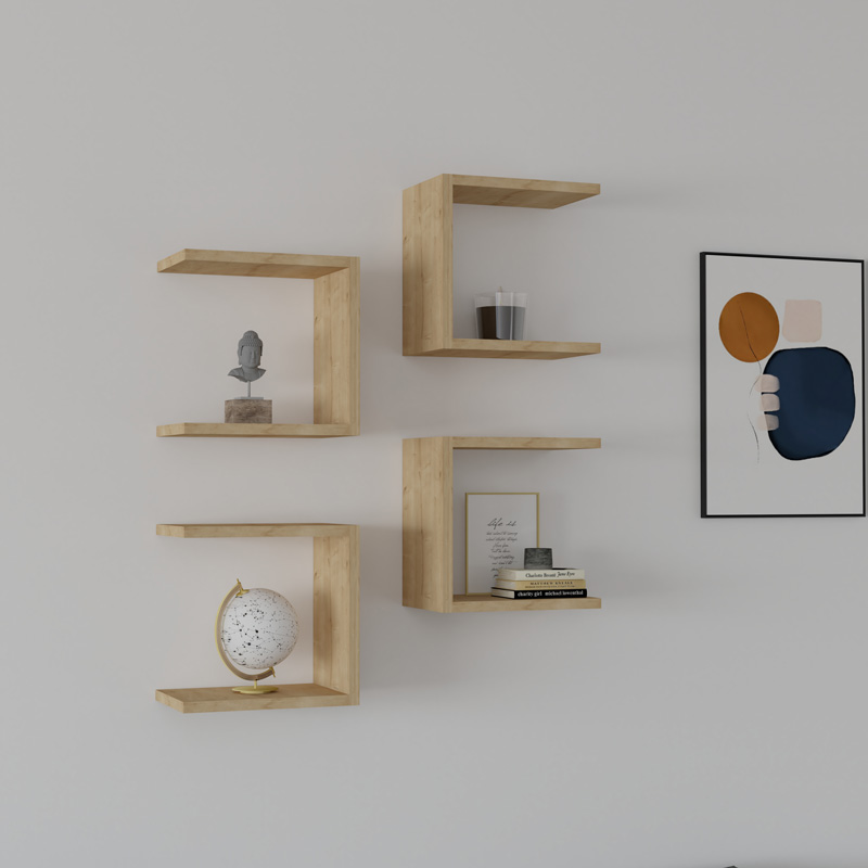 Ραφιέρα τοίχου Perari pakoworld 4τεμ.σε oak  απόχρωση 30x19.6x30εκ