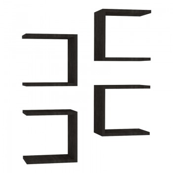 Ραφιέρα τοίχου Perari pakoworld 4τεμ.σε σκούρο καρυδί  απόχρωση 30x19.6x30εκ