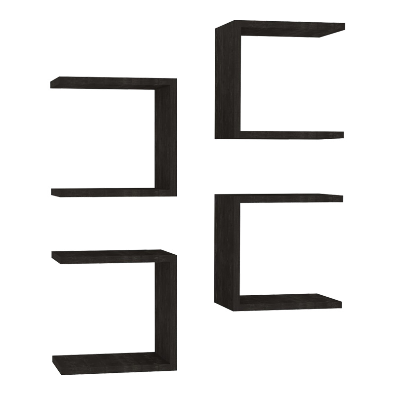 Ραφιέρα τοίχου Perari pakoworld 4τεμ.σε σκούρο καρυδί  απόχρωση 30x19.6x30εκ