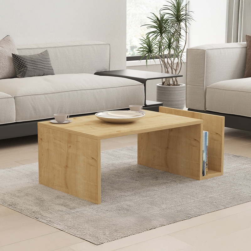 Τραπέζι σαλονιού Poko pakoworld σε oak απόχρωση 86.8x50x32,4εκ