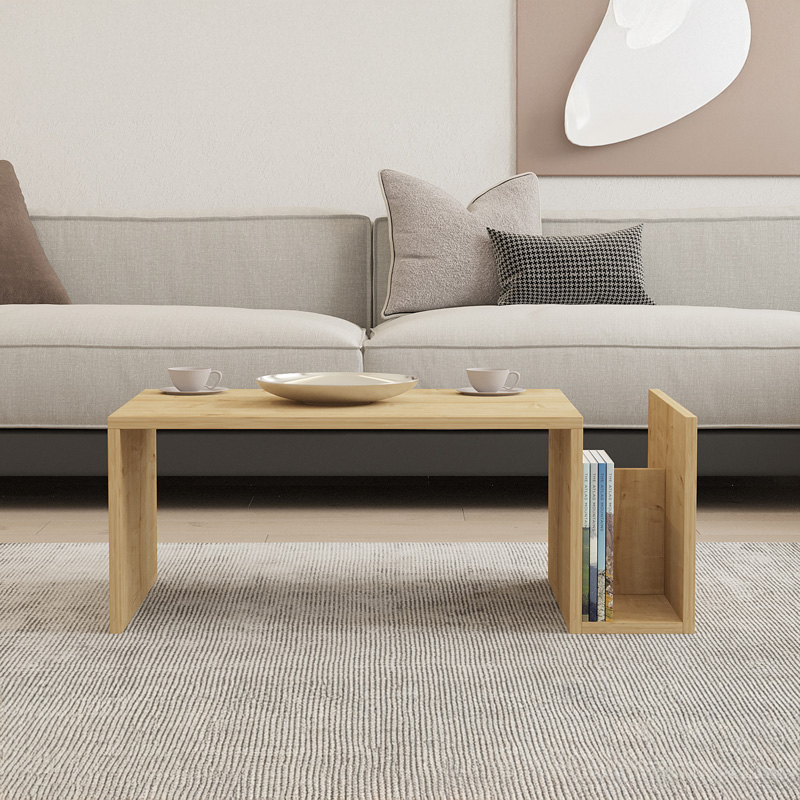 Τραπέζι σαλονιού Poko pakoworld σε oak απόχρωση 86.8x50x32,4εκ