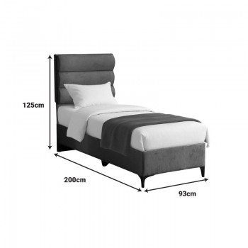 Κρεβάτι Limit pakoworld ύφασμα σε ανθρακί απόχρωση 90x200εκ