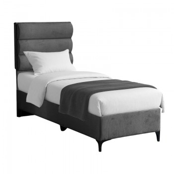 Κρεβάτι Limit pakoworld ύφασμα σε ανθρακί απόχρωση 90x200εκ