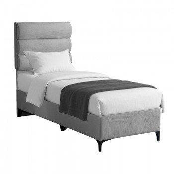 Κρεβάτι Limit pakoworld ύφασμα σε γκρι απόχρωση 90x200εκ