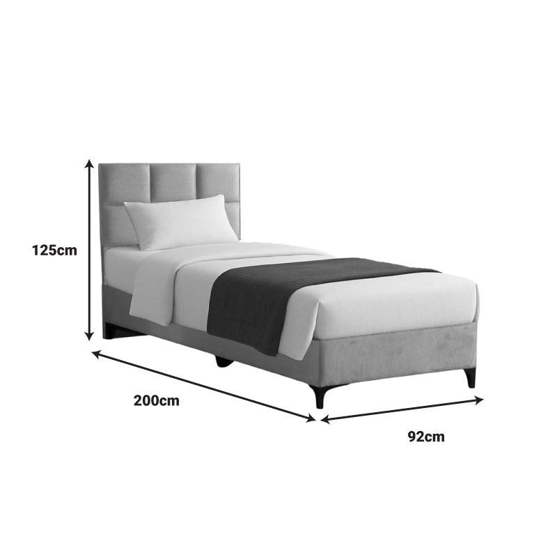 Κρεβάτι Melei pakoworld ύφασμα σε γκρι απόχρωση 90x200εκ