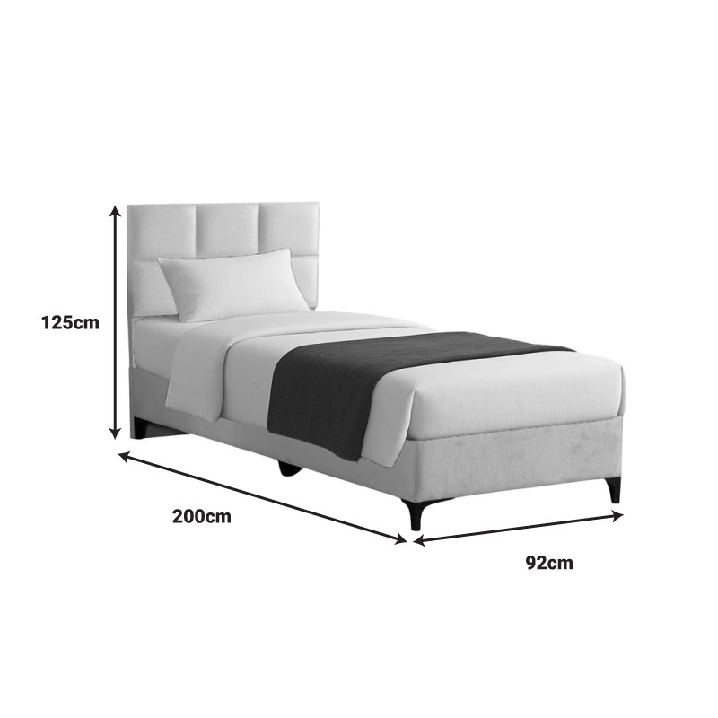 Κρεβάτι Melei pakoworld ύφασμα σε κρεμ απόχρωση 90x200εκ