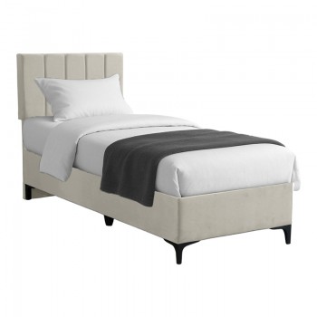 Κρεβάτι Moega pakoworld ύφασμα σε κρεμ απόχρωση 90x200εκ