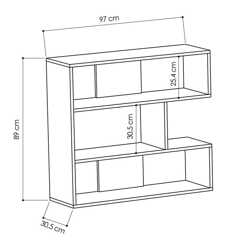 Βιβλιοθήκη Molly N.1 pakoworld σε χρώμα sonoma 94x30x94εκ