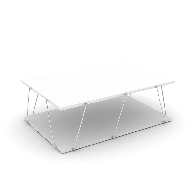 Τραπέζι σαλονιού TARS pakoworld χρώμα λευκό λεπτομέρειες χρωμίου 90x60x30,5εκ