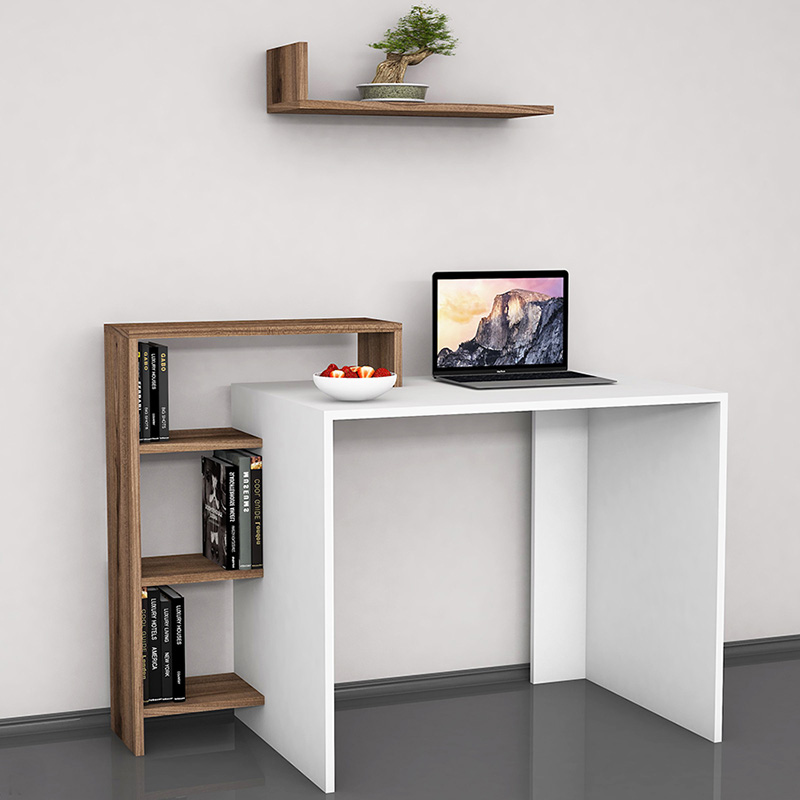 Γραφείο SWAN pakoworld λευκό με καρυδί 118x60x91εκ