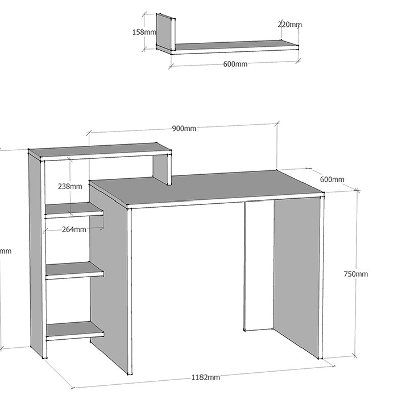 Γραφείο SWAN pakoworld λευκό με καρυδί 118x60x91εκ