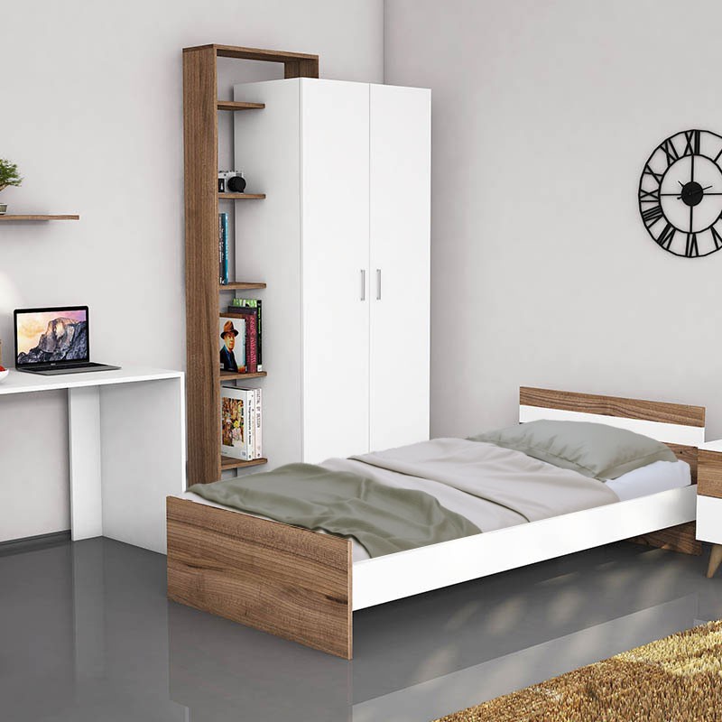 Γραφείο SWAN pakoworld λευκό με καρυδί 118x60x91εκ