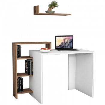 Γραφείο SWAN pakoworld λευκό με καρυδί 118x60x91εκ