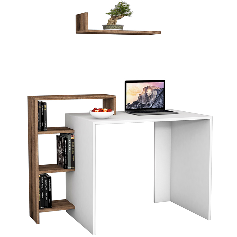 Γραφείο SWAN pakoworld λευκό με καρυδί 118x60x91εκ