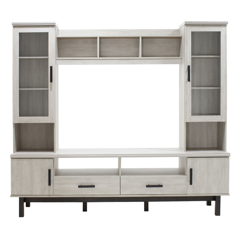 Σύνθετο σαλονιού Bonito pakoworld TV χρώμα white wash-ebony 200x43x180εκ