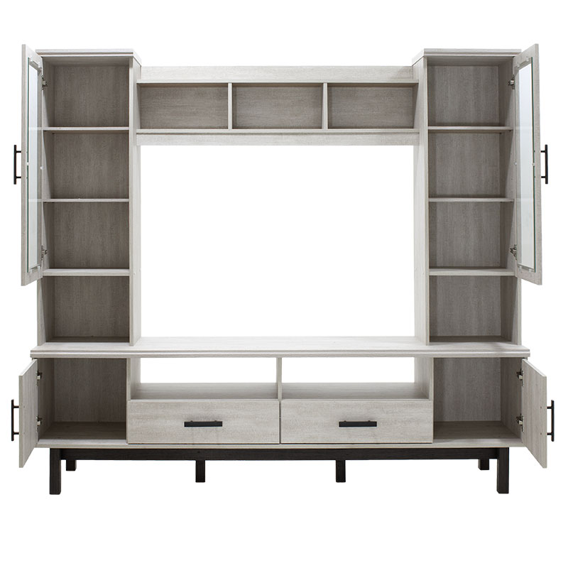 Σύνθετο σαλονιού Bonito pakoworld TV χρώμα white wash-ebony 200x43x180εκ