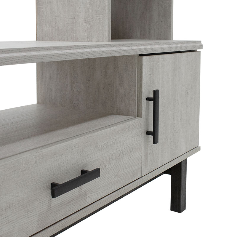 Σύνθετο σαλονιού Bonito pakoworld TV χρώμα white wash-ebony 200x43x180εκ