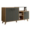 Μπουφές Oleander pakoworld ανθρακί-καρυδί 143x42,5x78,5εκ