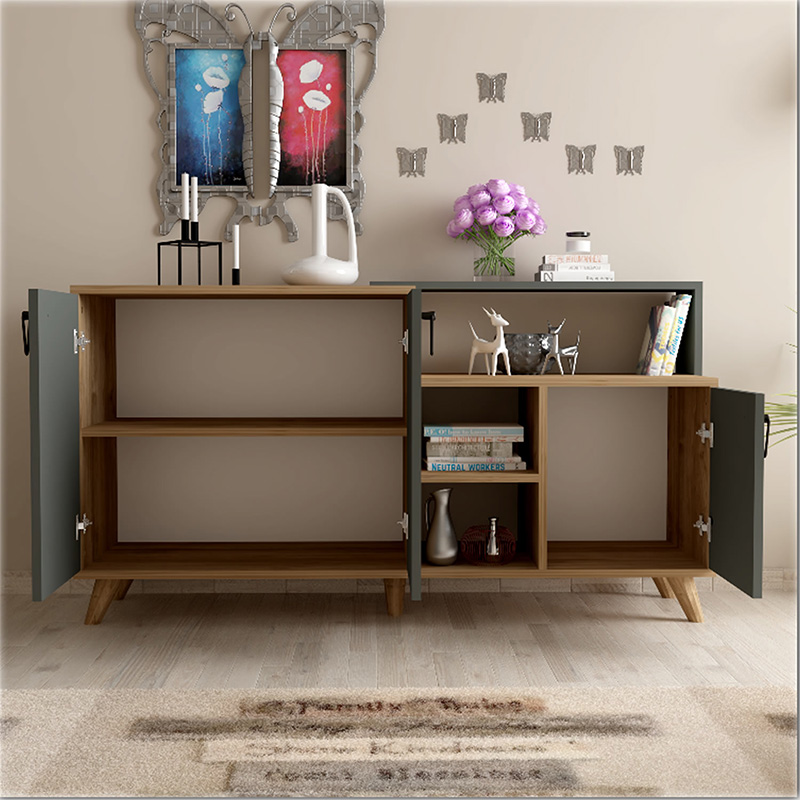 Μπουφές Oleander pakoworld ανθρακί-καρυδί 143x42,5x78,5εκ