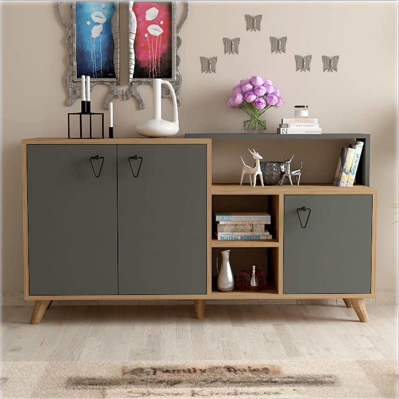 Μπουφές Oleander pakoworld ανθρακί-καρυδί 143x42,5x78,5εκ