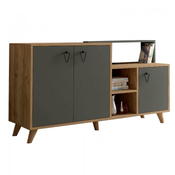 Μπουφές Oleander pakoworld ανθρακί-καρυδί 143x42,5x78,5εκ