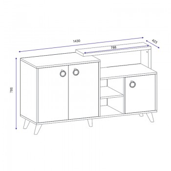 Μπουφές Oleander pakoworld ανθρακί-καρυδί 143x42,5x78,5εκ