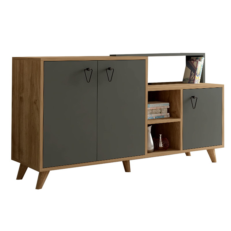 Μπουφές Oleander pakoworld ανθρακί-καρυδί 143x42,5x78,5εκ