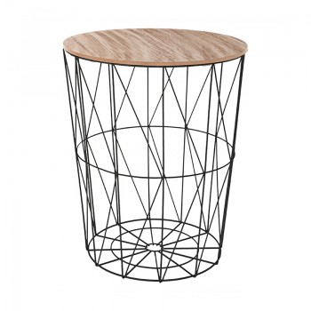 Βοηθητικό τραπέζι σαλονιού Cabel pakoworld oak-μαύρο Φ47x56.5εκ