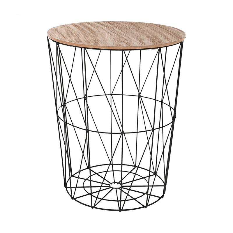 Βοηθητικό τραπέζι σαλονιού Cabel pakoworld oak-μαύρο Φ47x56.5εκ