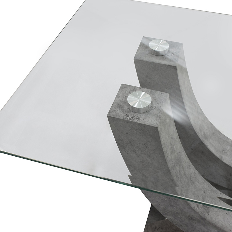 Τραπέζι σαλονιού Dunk pakoworld με γυαλί χρώμα ποδιών γκρι cement 120x60x48εκ