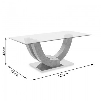 Τραπέζι σαλονιού Dunk pakoworld με γυαλί χρώμα ποδιών γκρι cement 120x60x48εκ