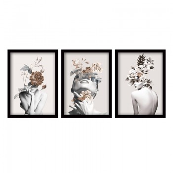 Πίνακας σε ξύλινο πλαίσιο PWF-0466 pakoworld τρίπτυχο