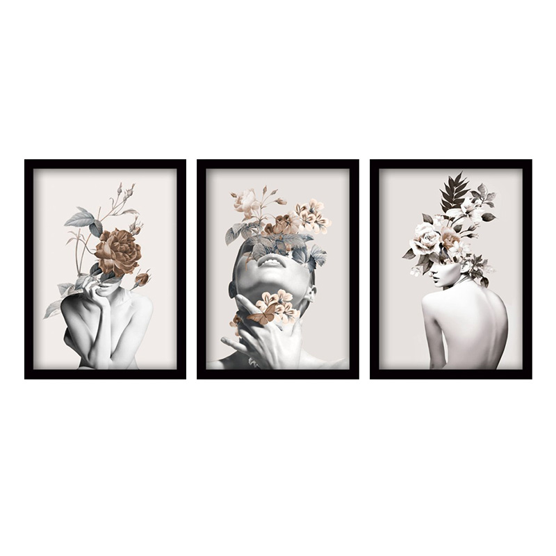 Πίνακας σε ξύλινο πλαίσιο PWF-0466 pakoworld τρίπτυχο