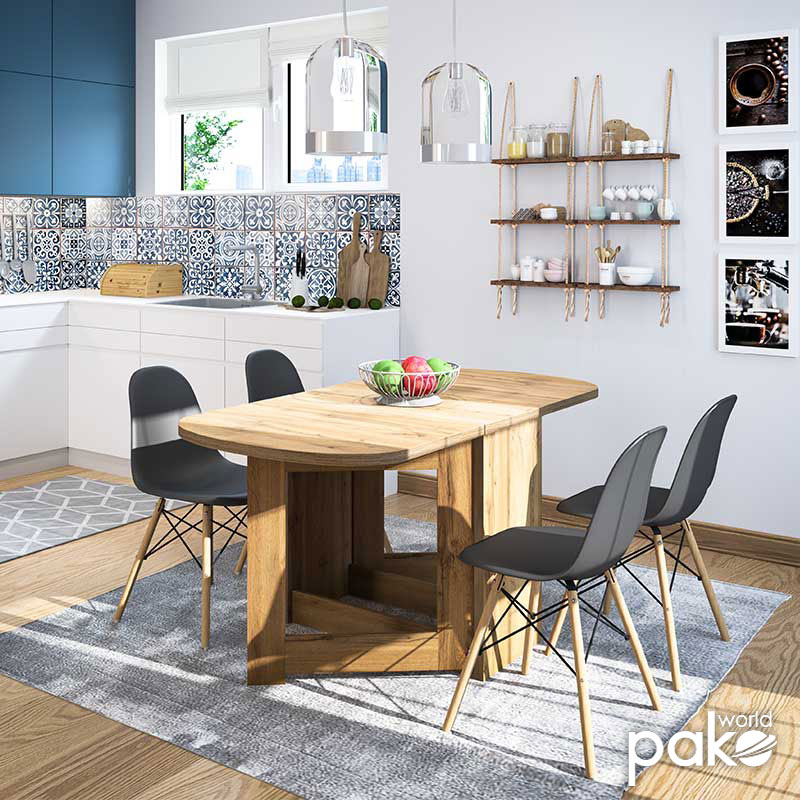 Τραπέζι Julian pakoworld πολυμορφικό-επεκτεινόμενο χρώμα gold oak 37x80x75.5εκ