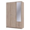 Ντουλάπα ρούχων Simone pakoworld τρίφυλλη καθρέπτης sonoma 120x51.5x185εκ