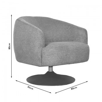 Πολυθρόνα Willow pakoworld περιστρεφόμενη ύφασμα ροζ 80x83x80εκ