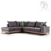 Γωνιακός καναπές δεξιά γωνία Luxury II pakoworld ύφασμα ανθρακί-κυπαρισσί 290x235x95εκ
