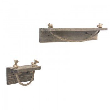 Ραφιέρα τοίχου PWF-0329 pakoworld 2 τεμ φυσικό ξύλο χρώμα καρυδί 50x10x9εκ