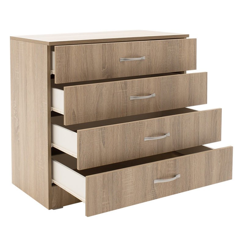 Συρταριέρα Deco pakoworld με τέσσερα συρτάρια χρώμα sonoma 80x43,5x76εκ