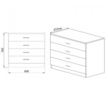 Συρταριέρα Deco pakoworld με τέσσερα συρτάρια χρώμα sonoma 80x43,5x76εκ