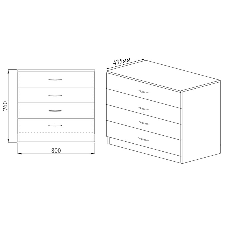 Συρταριέρα Deco pakoworld με τέσσερα συρτάρια χρώμα sonoma 80x43,5x76εκ