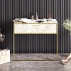 Κονσόλα Marble pakoworld χρώμα λευκό μαρμάρου-χρυσό 90x38,5x77εκ