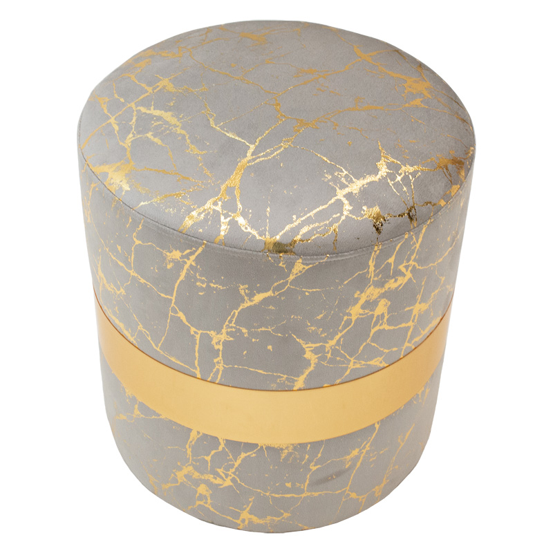 Σκαμπό Lori pakoworld ύφασμα γκρι-χρυσό Φ40x43εκ