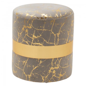 Σκαμπό Lori pakoworld ύφασμα γκρι-χρυσό Φ40x43εκ