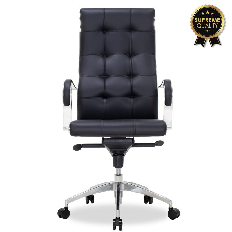 Καρέκλα γραφείου διευθυντή Alabama pakoworld Premium Quality μαύρο τεχνόδερμα
