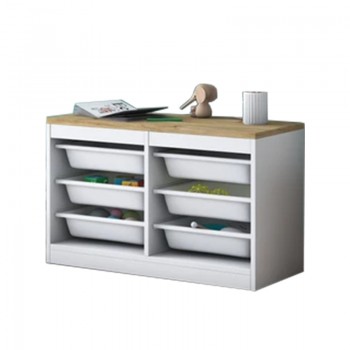 Συρταριέρα Beretta pakoworld 6 συρταριών λευκό-καρυδί 89x34x52εκ